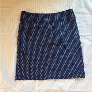 Margaret M Blue and White Knee-Length Pencil Skirt